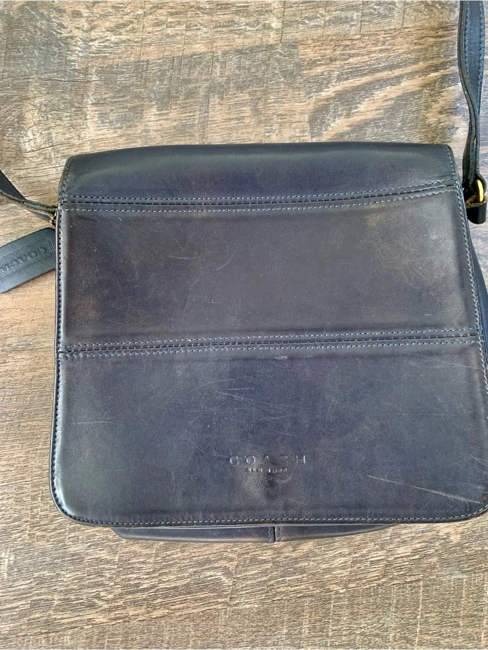 Vintage Coach Navy Leather Crossbody -Messenger Bag